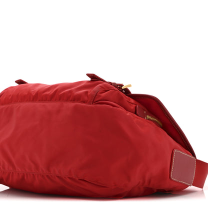 Prada Tessuto Nylon Saffiano Messenger Bag Red 11 of 12