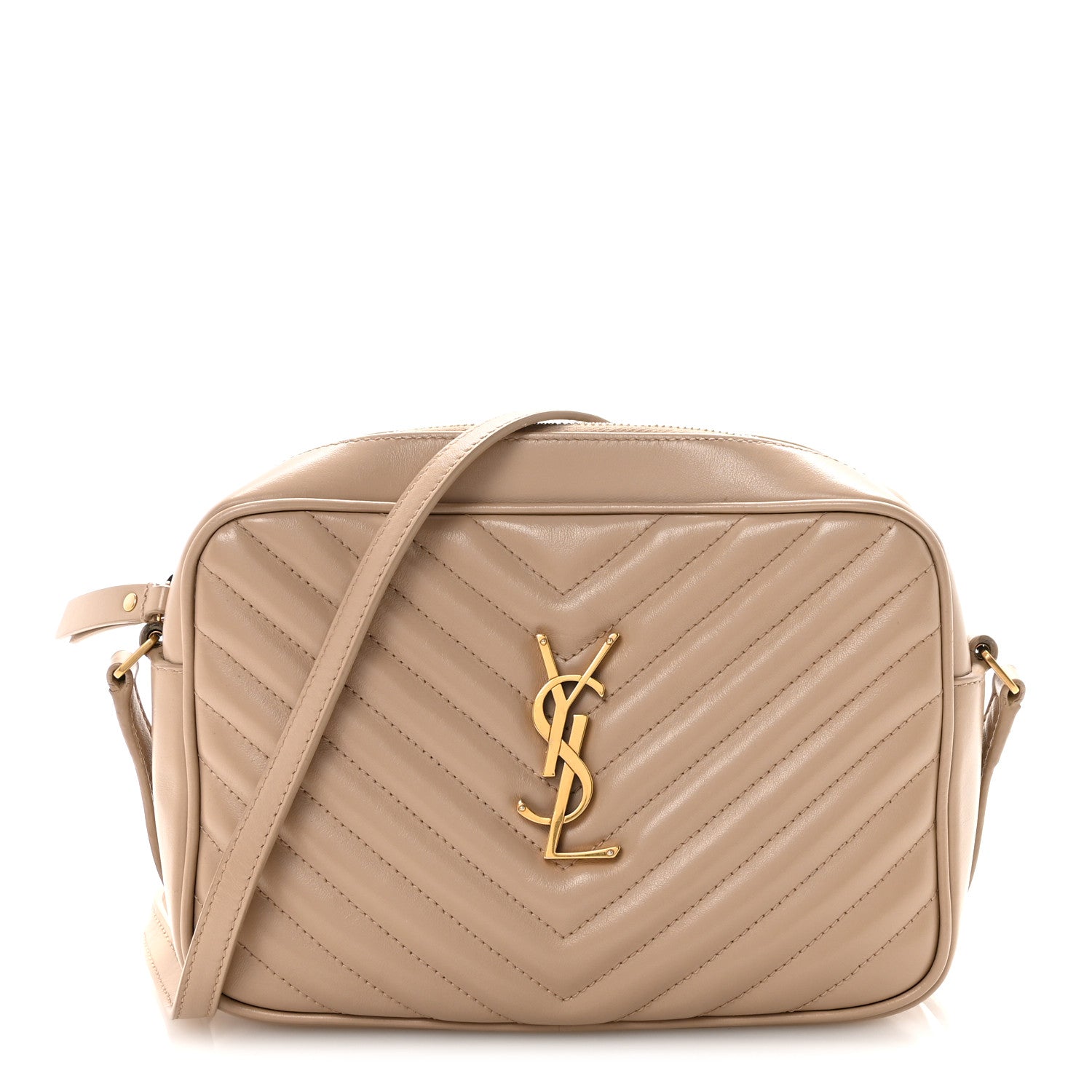 Saint Laurent Calfskin Matelasse Monogram Lou Camera Bag Dark Beige 1 of 9