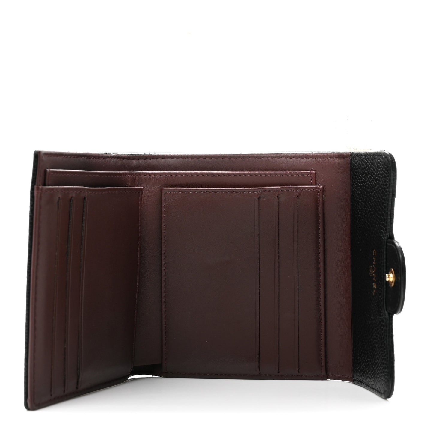 Caviar Quilted Compact Flap Wallet  Black