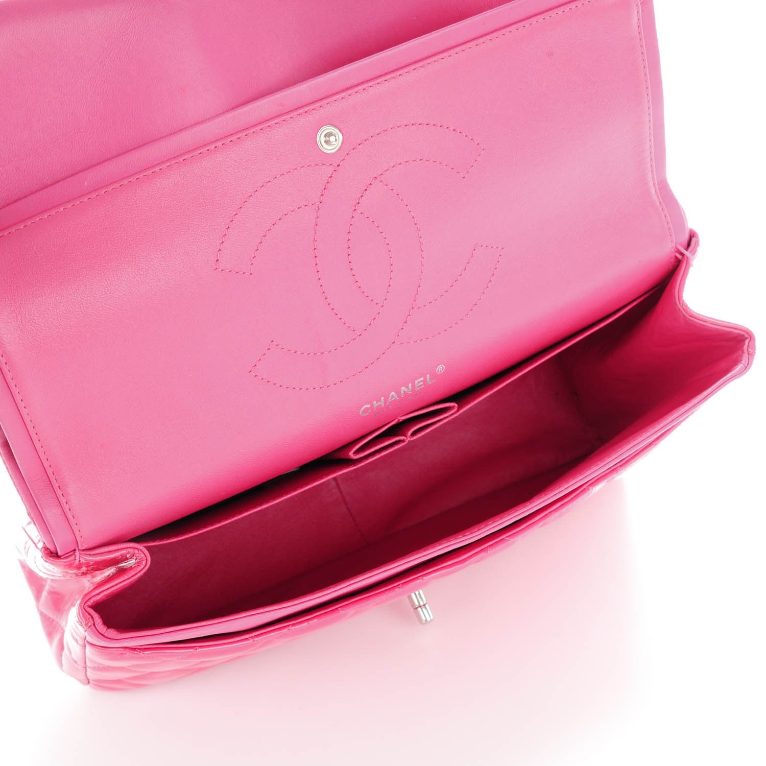 Chanel Patent Calfskin Quilted Jumbo Double Flap Fuchsia 5 of 10