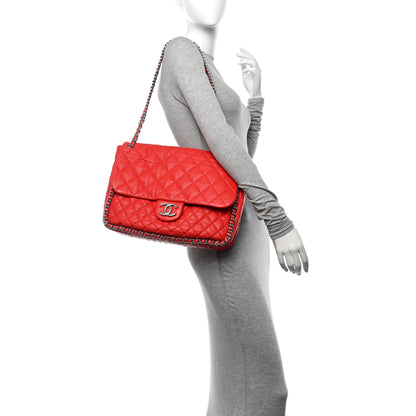 Chanel Washed Lambskin Quilted Maxi Chain Around Flap Red 2 of 10