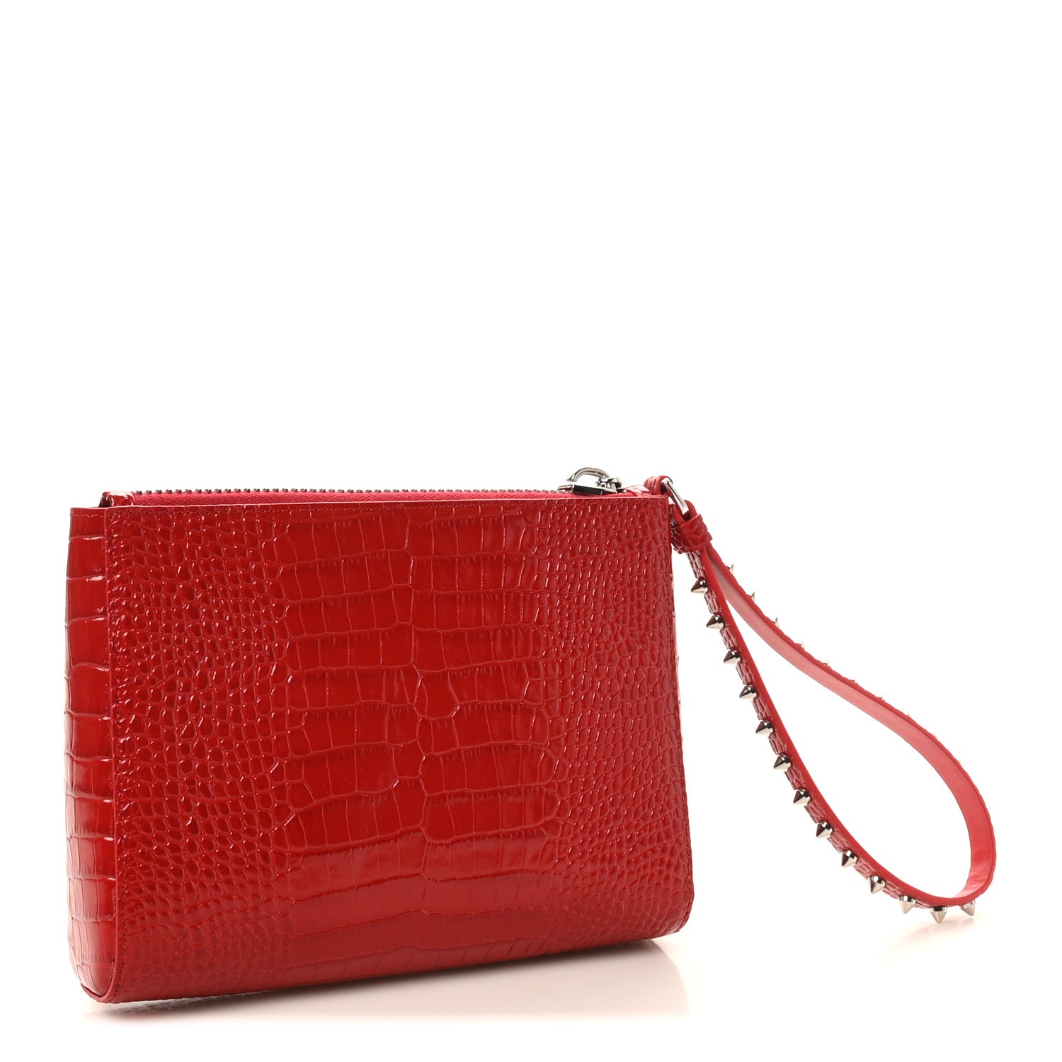 Christian Louboutin Calfskin Crocodile Embossed Mini Cabata Pouch Loubi 3 of 9