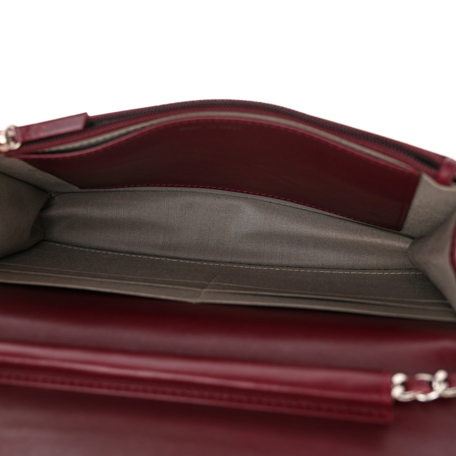 Chanel Patent Quilted Brilliant Wallet On Chain WOC Dark Burgundy 5 of 14