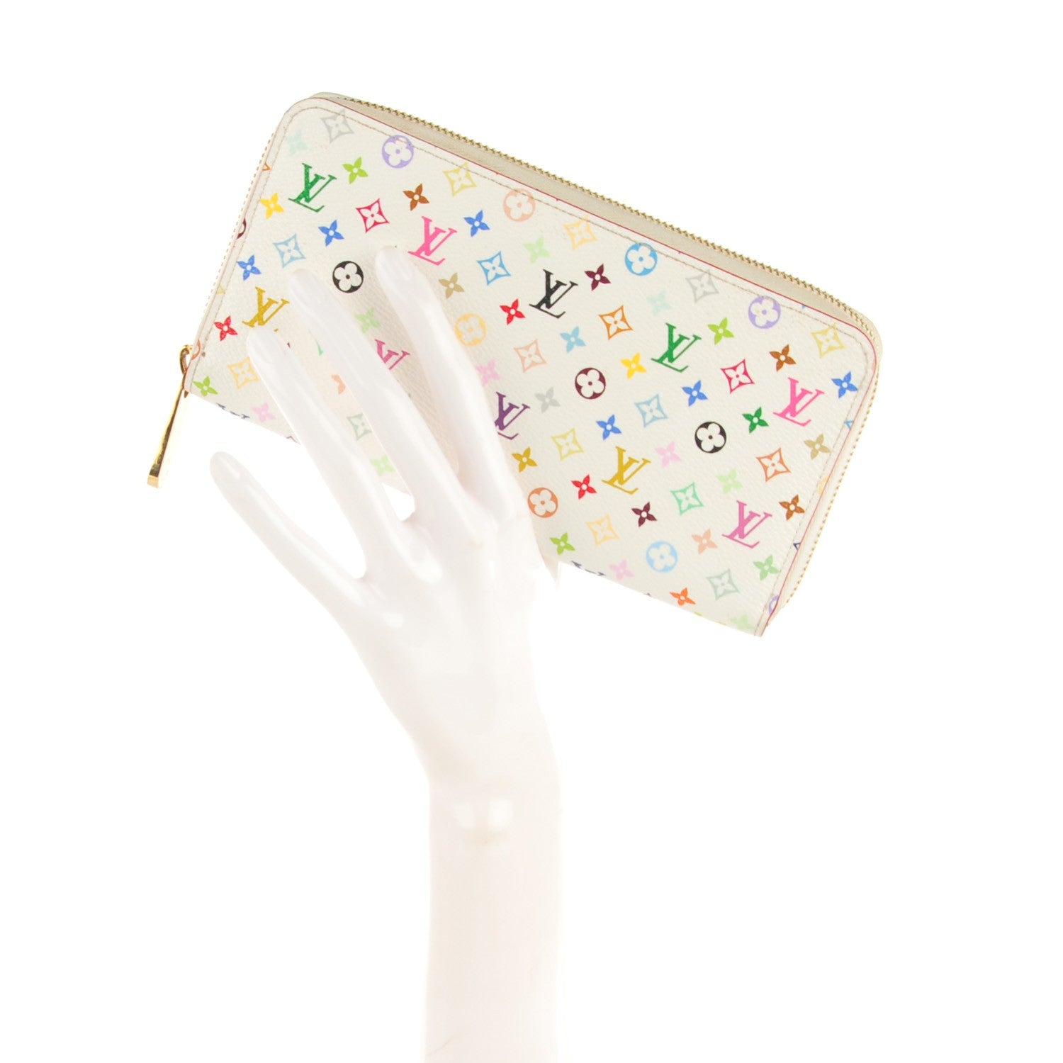 Louis Vuitton Monogram Multicolor Zippy Wallet White Litchi 2 of 7