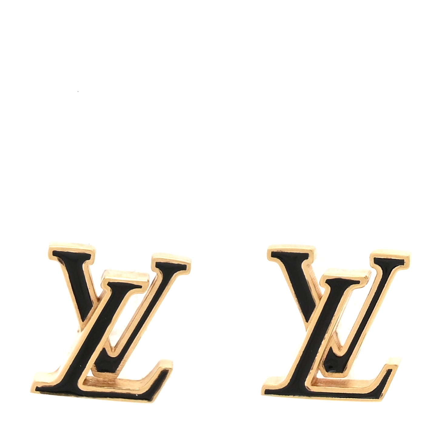 Metal Enamel LV Iconic Earrings Gold