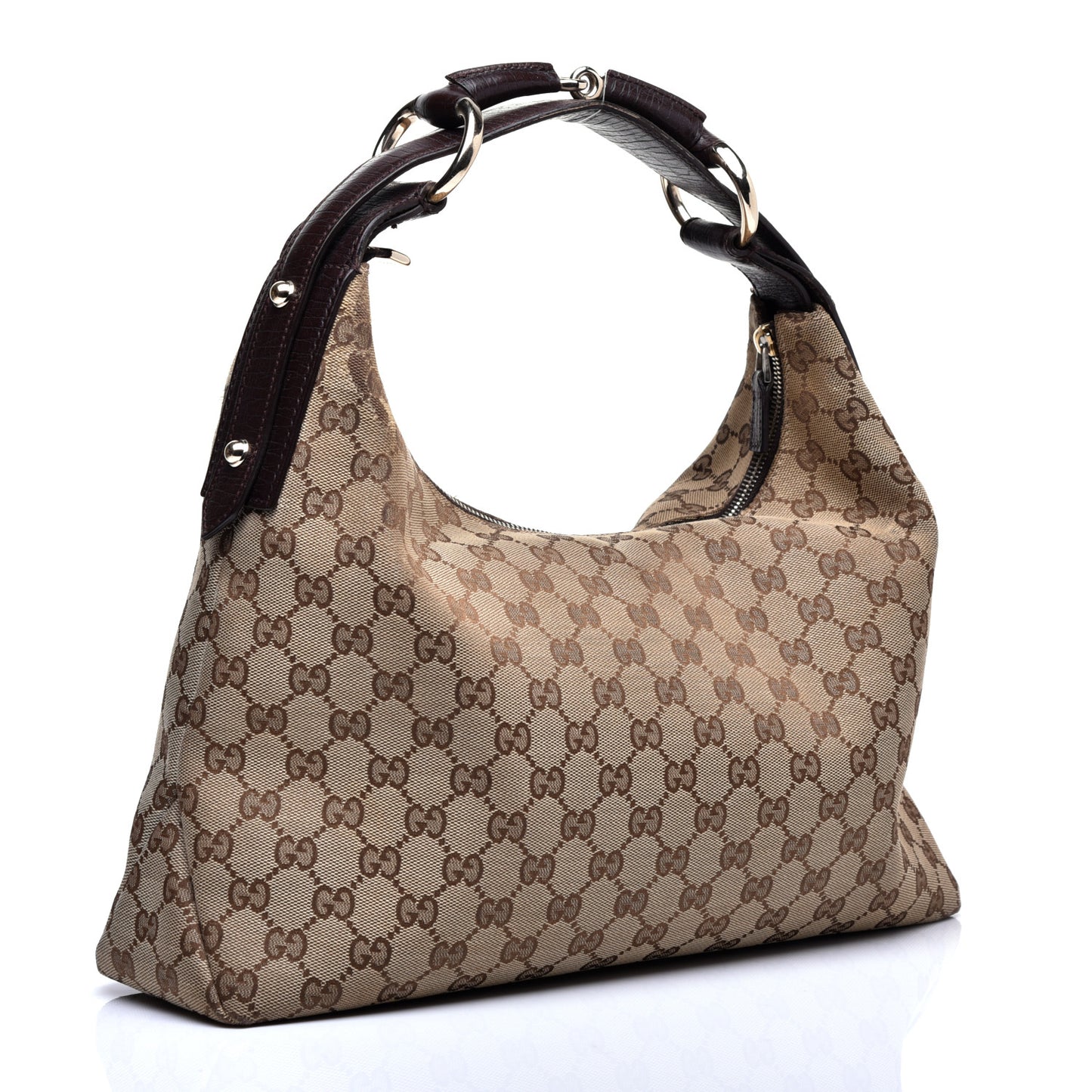 Monogram Medium Horsebit Chain Hobo Dark Brown