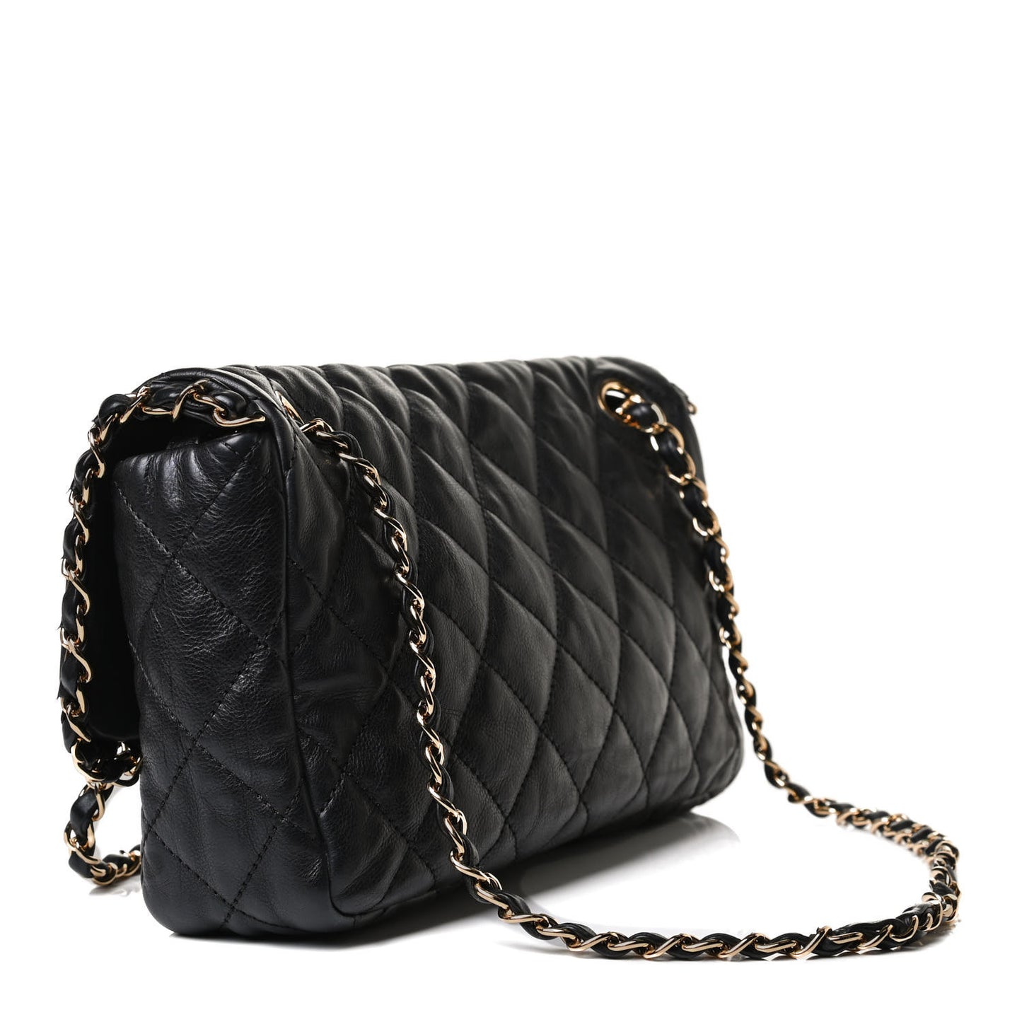 Calfskin Quilted Medium Chain Me Flap Black