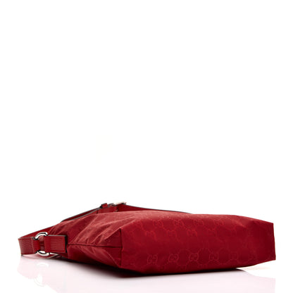 Gucci Nylon Monogram Dollar Calfskin Flat Messenger Bag Vibrant Red 4 of 11