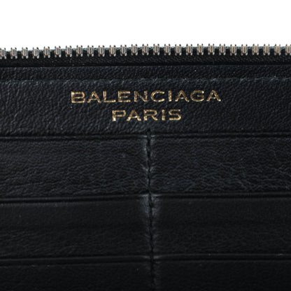 Balenciaga Calfskin Papier Continental Zip Around Wallet Black 6 of 8