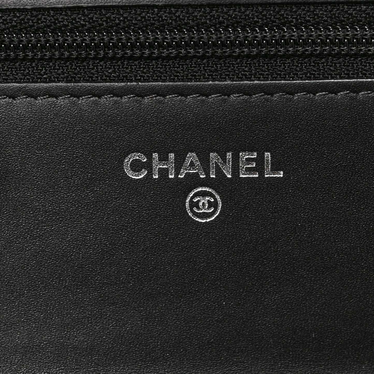 Patent Calfskin Quilted Boy Wallet On Chain WOC Black