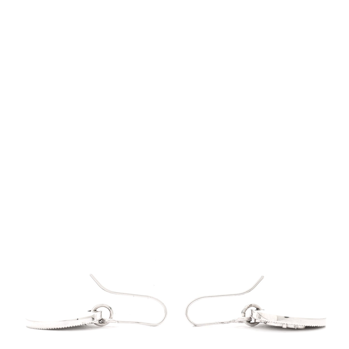 Metal Crystal Logo Round Drop Earrings Silver
