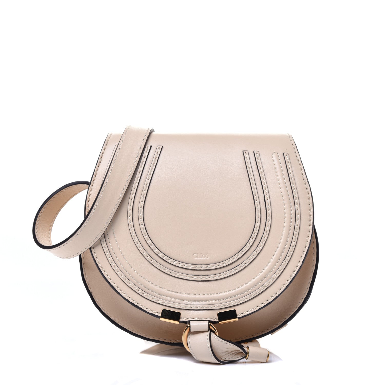Chloe Shiny Calfskin Mini Marcie Round Crossbody Bag Blondie Beige 1 of 9