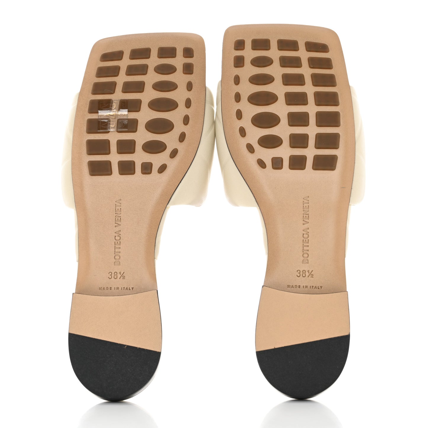 Nappa Quilted Rubber Lido Flat Sandals 38.5 Sea Salt