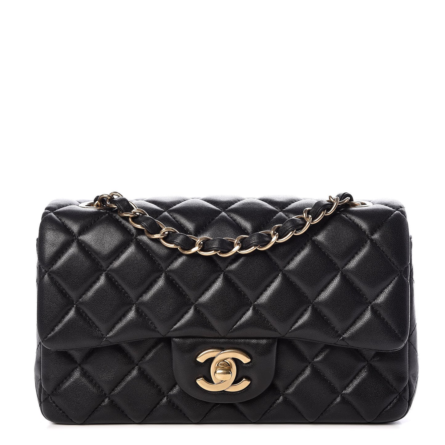 Lambskin Quilted Mini Rectangular Flap Black