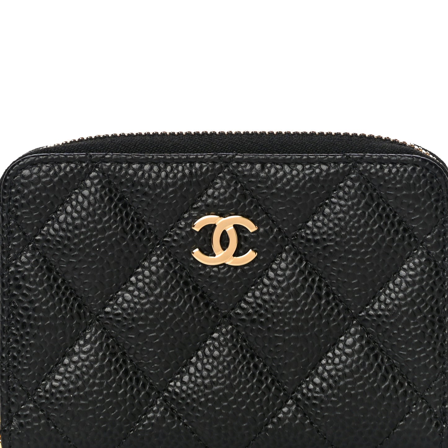 Caviar Quilted Zip Coin Purse Black