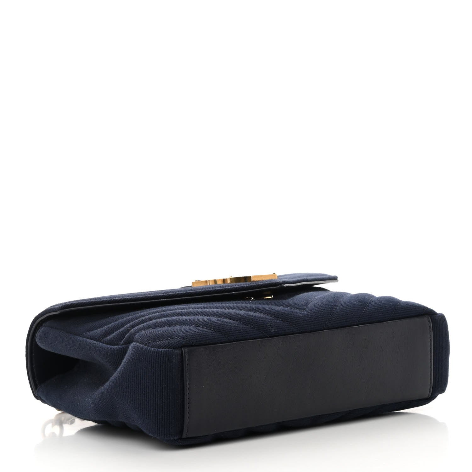 Saint Laurent Cotton Canvas Matelasse Chevron Monogram Medium College Bag Deeply Blue 4 of 14