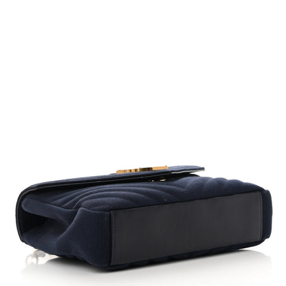 Saint Laurent Cotton Canvas Matelasse Chevron Monogram Medium College Bag Deeply Blue 4 of 14