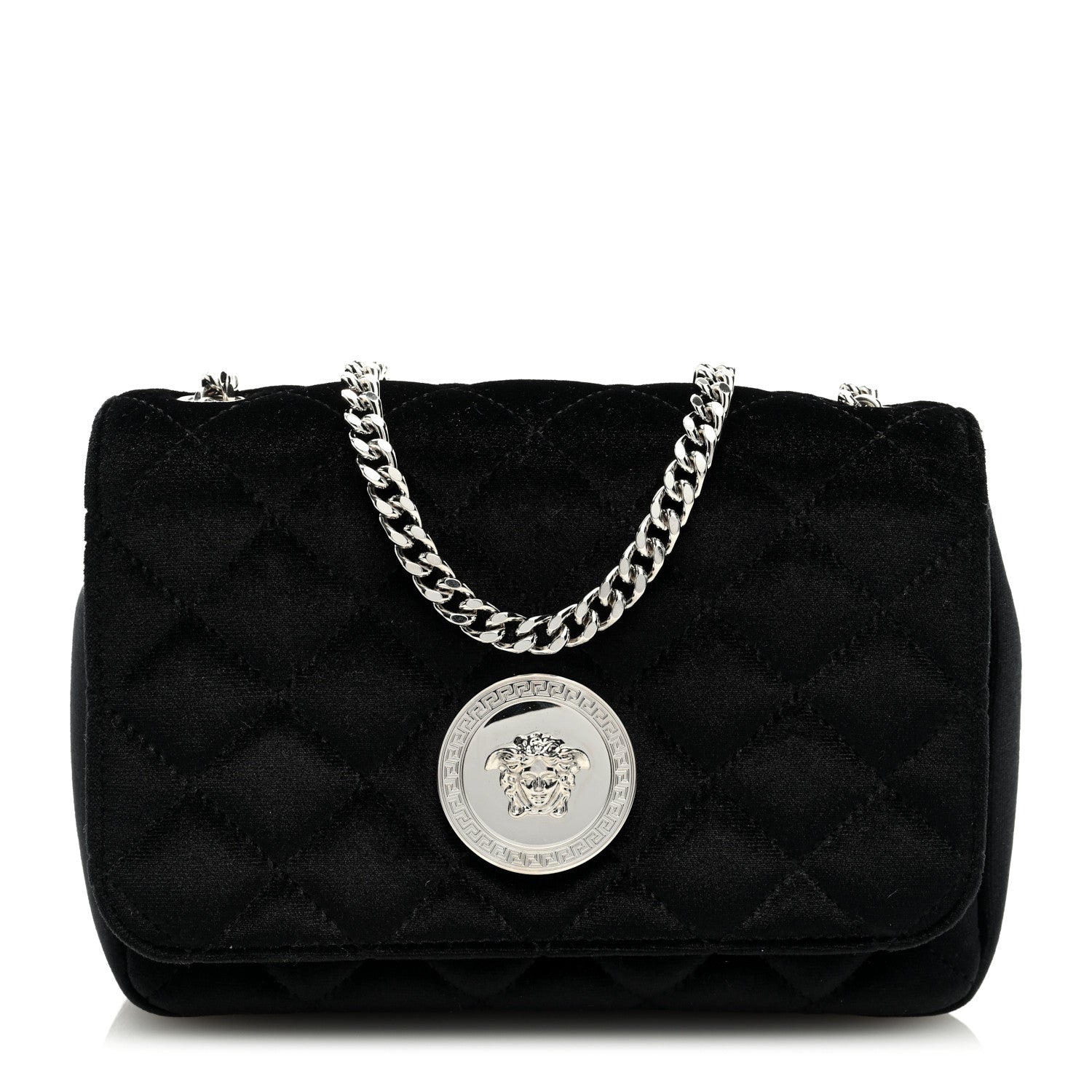 Versace Velvet Quilted Icon Crossbody Bag Black 1 of 8