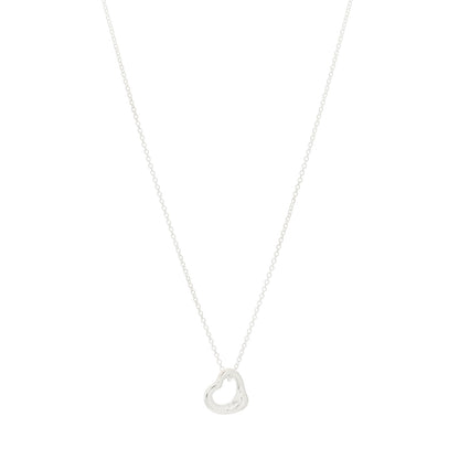 Tiffany Sterling Silver Elsa Peretti 11mm Open Heart Pendant Necklace 1 of 6