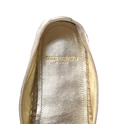 Saint Laurent Metallic Lambskin Monogram Espadrilles 37 Gold 6 of 8