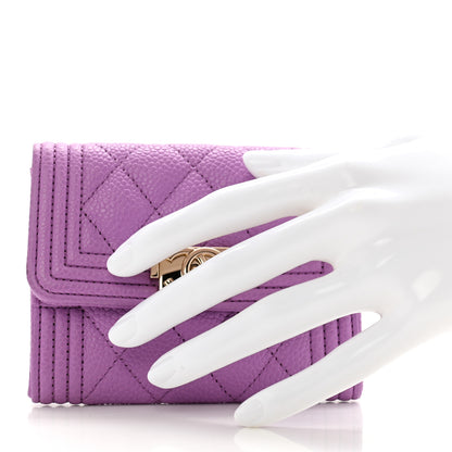 Chanel Caviar Quilted Boy Flap Card Holder Purple 2 of 10