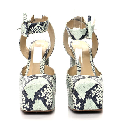 Bottega Veneta Faded Goatskin Python Printed Tower 40/140mm Platform Pumps 38 Dew Black 2 of 9