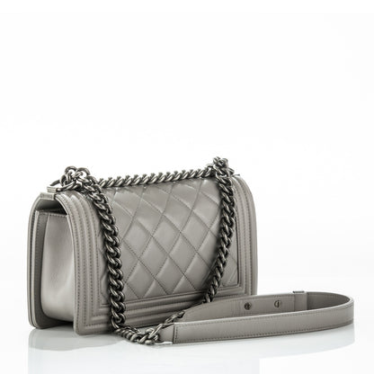 Chanel Calfskin Quilted Medium Boy Flap Grey 3 of 8