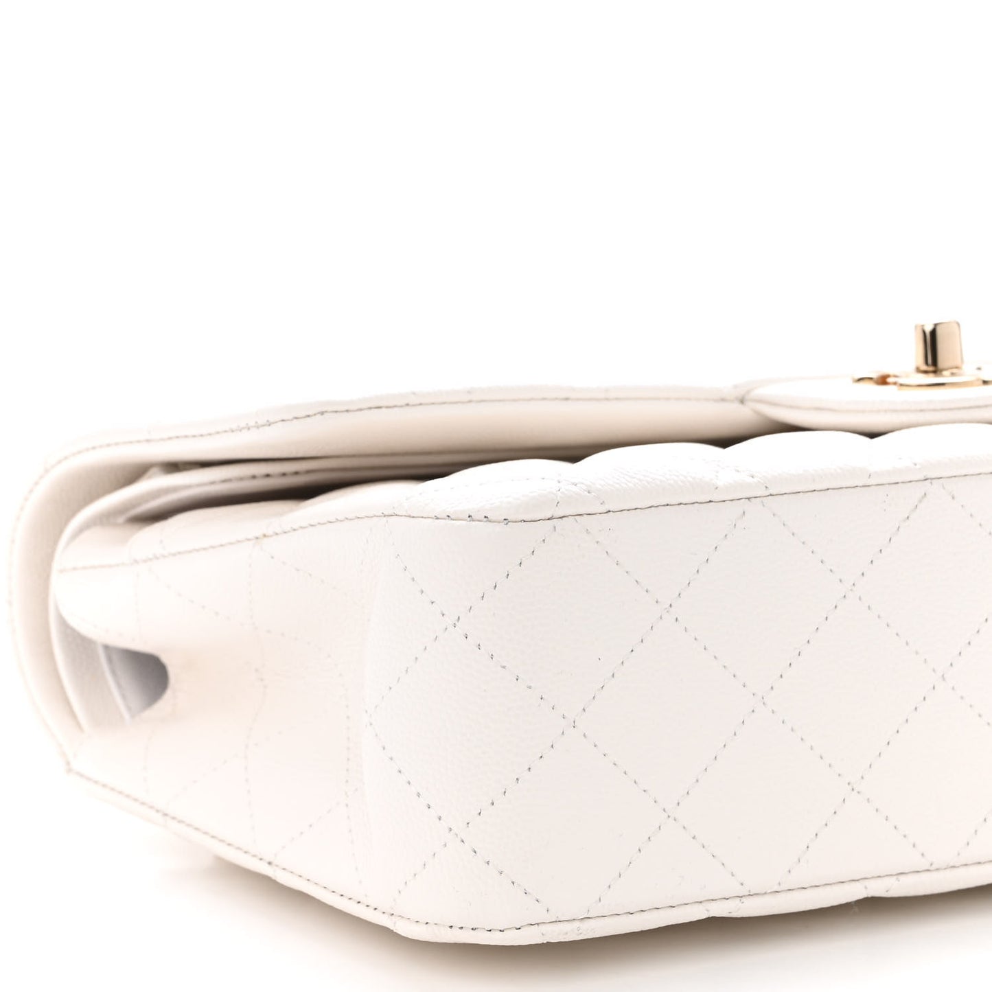 Caviar Quilted Medium Double Flap White