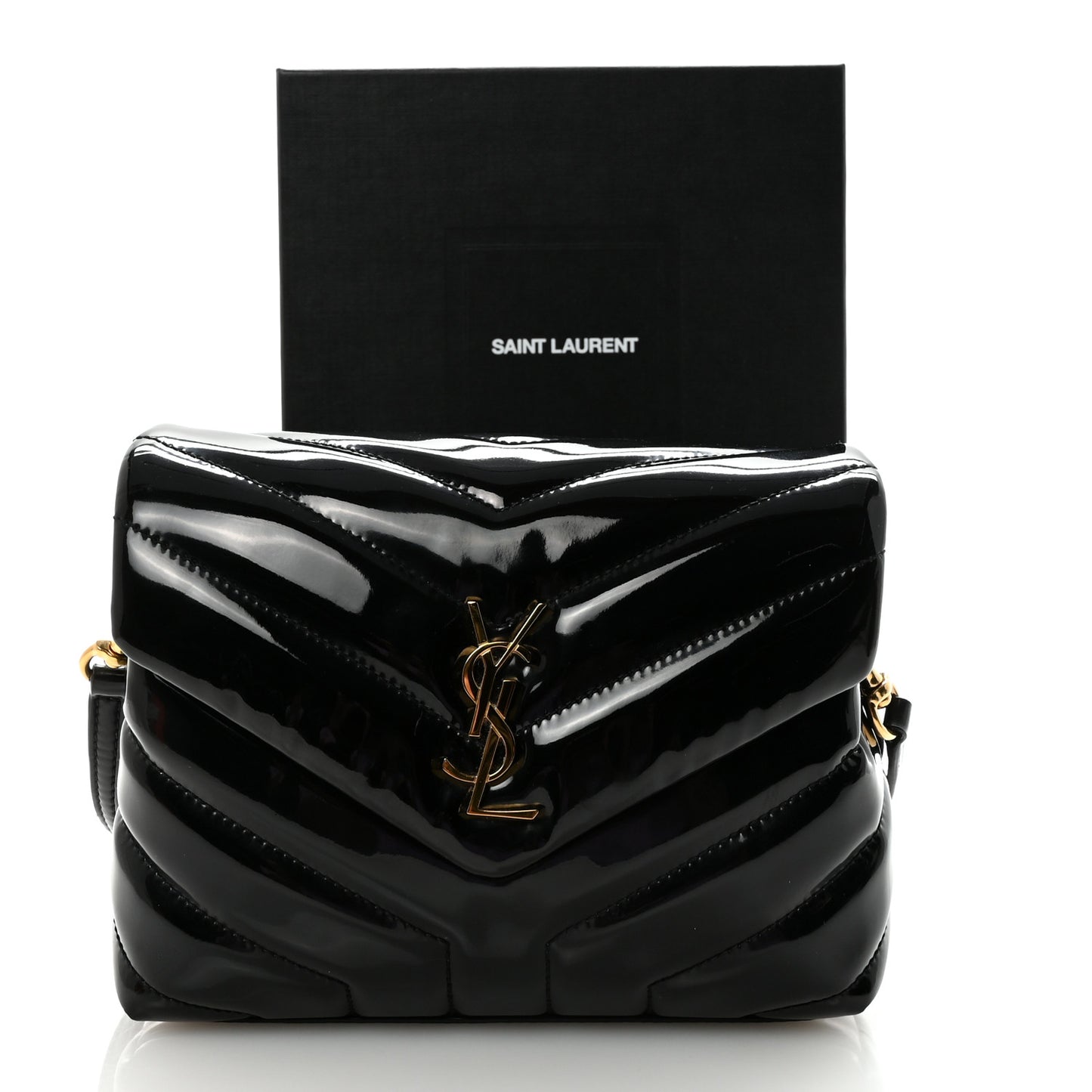 Patent Y Quilted Monogram Toy Loulou Crossbody Bag Black