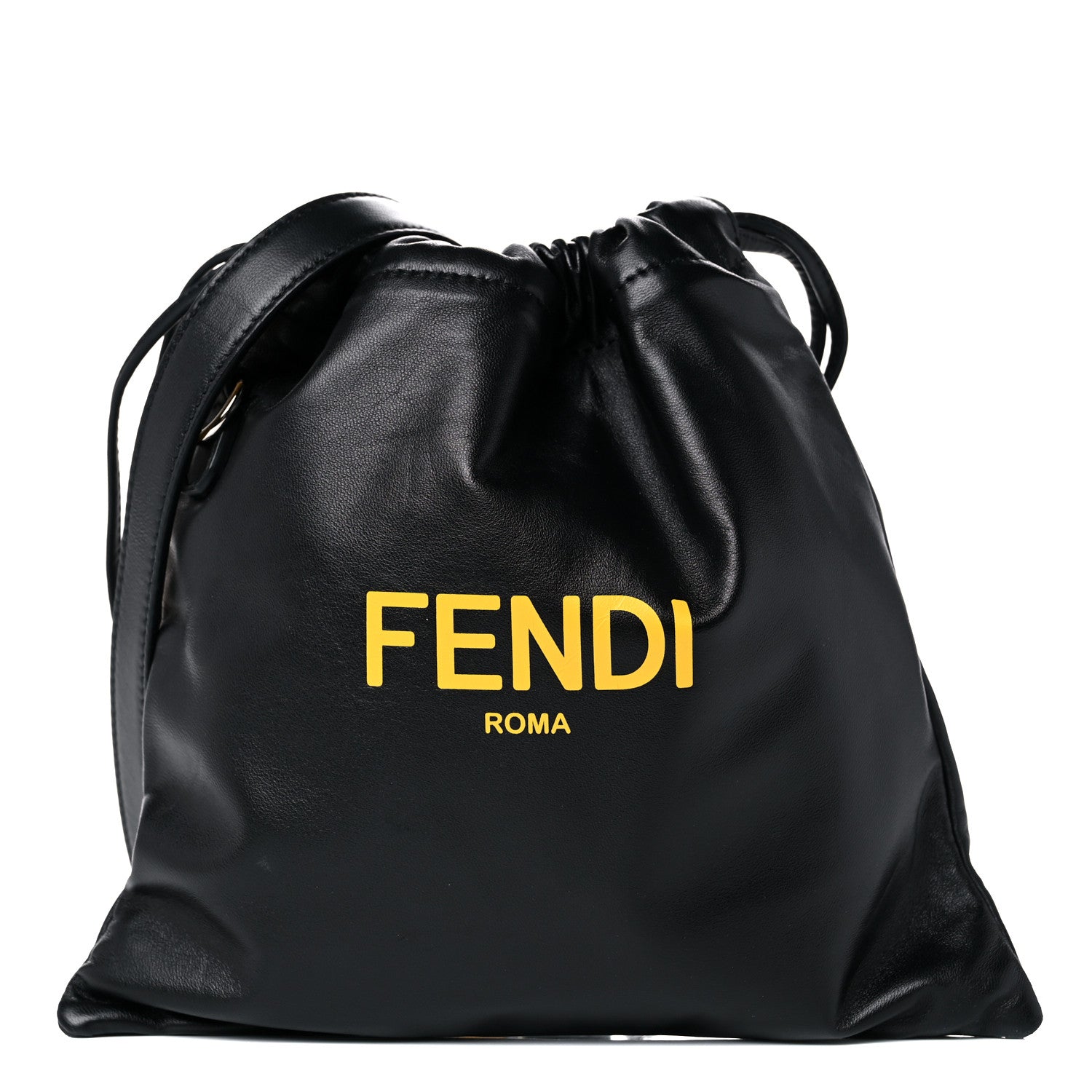 Fendi Soft Nappa Logo Small Drawstring Pouch Bag Black Sunflower 1 of 14
