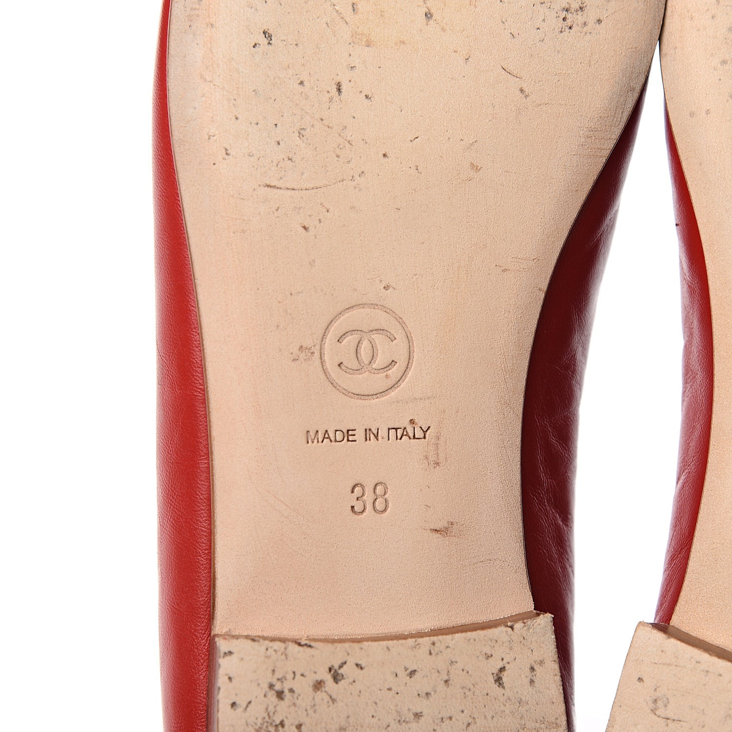Lambskin Cap Toe Ballerina Flats 38 Red