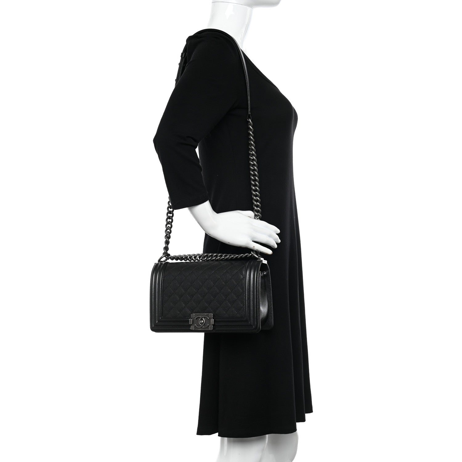 Chanel Caviar Quilted Medium Boy Flap Black 2 of 11