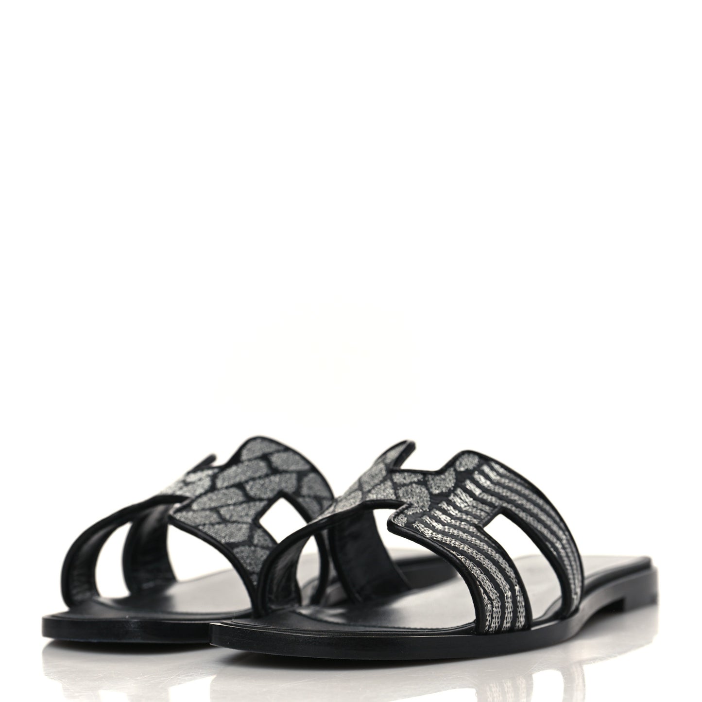 Calfskin Brode Oran Sandals 36.5 Black Argent