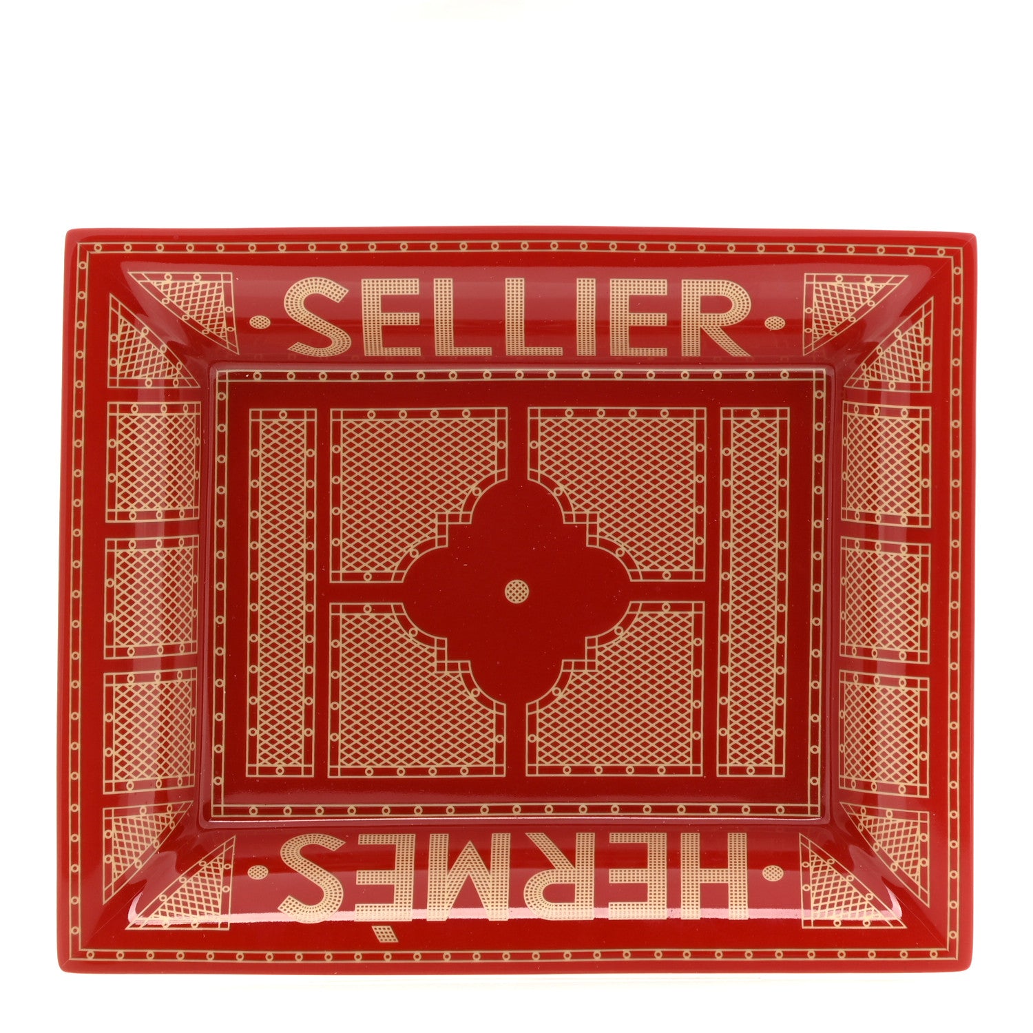 Hermes Porcelain Sellier Change Tray Rouge Or 1 of 5