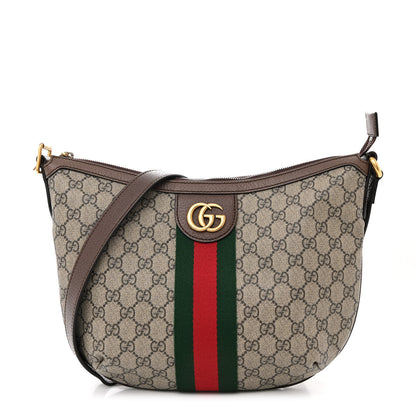 Gucci GG Supreme Monogram Web Small Ophidia Half Moon Hobo Brown 1 of 10