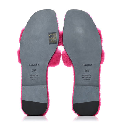 Hermes Woolskin Oran Sandals 39.5 Rose Fuchsia 4 of 4