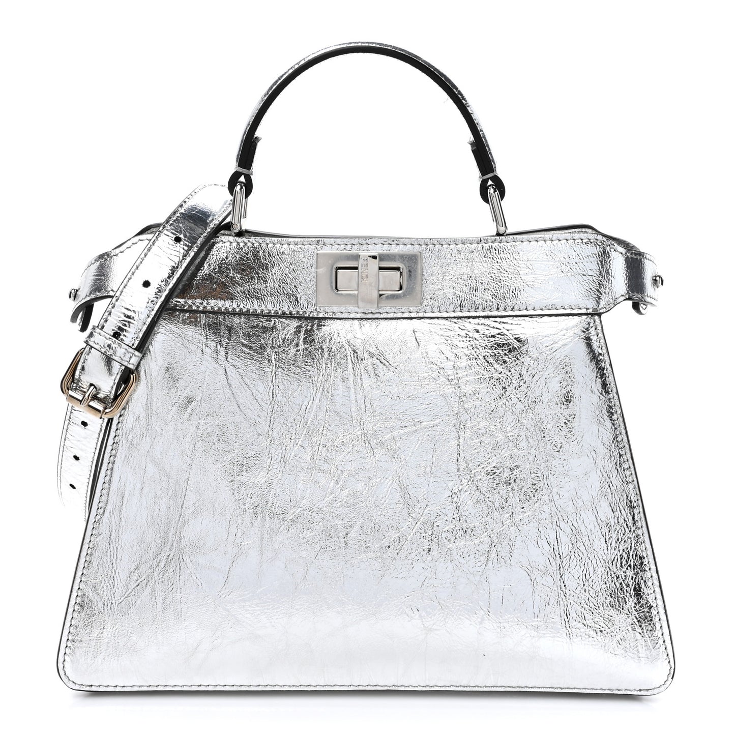 Rock Millenium Laminata Small Peekaboo I SEE U Satchel Argento