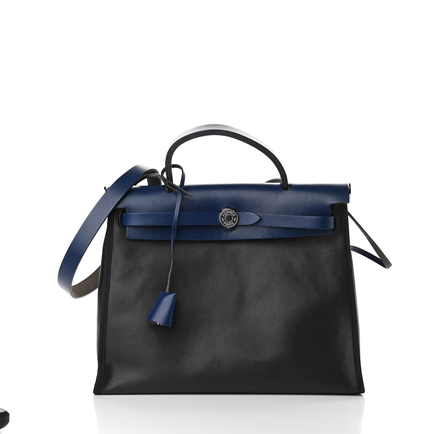 Hermes Toile H Berline Vache Hunter Herbag Zip PM 31 Bleu Encre Black 2 of 10