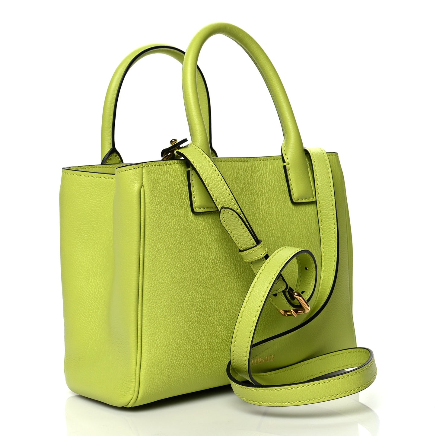 Grained Calfskin Small La Medusa Chain Tote Citron