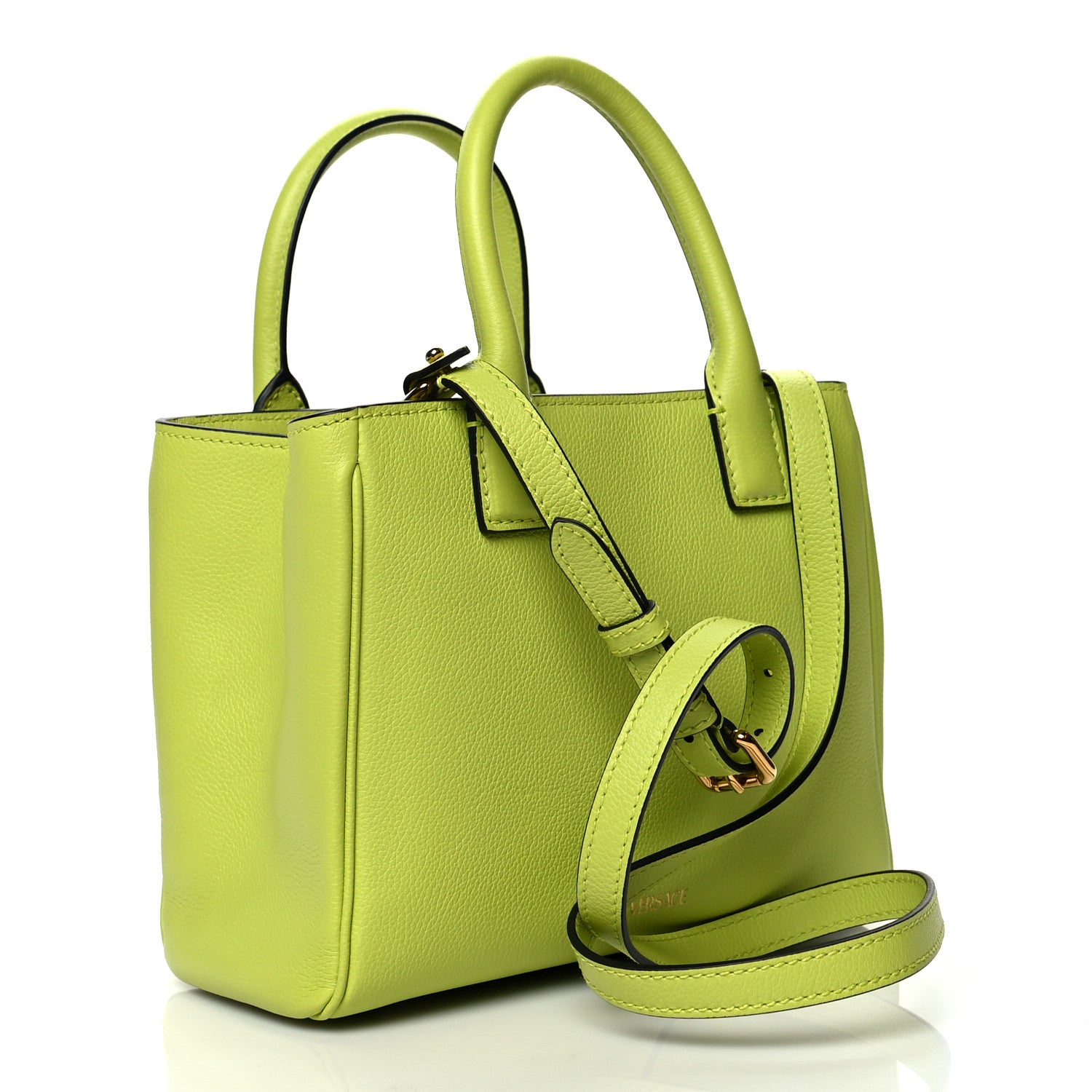 Versace Grained Calfskin Small La Medusa Chain Tote Citron 2 of 8