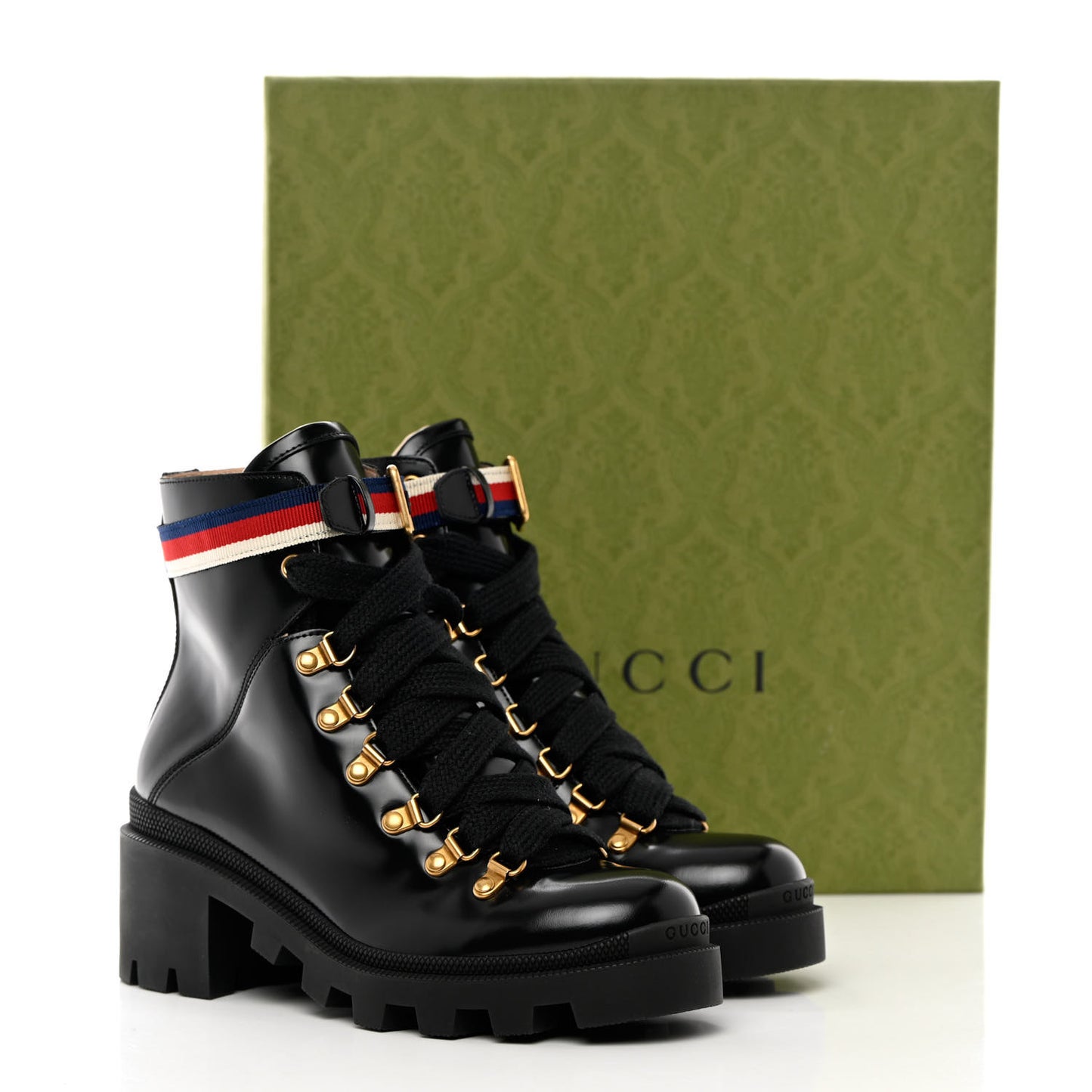 Calfskin Sylvie Web Womens Lace Up Combat Boots 37.5 Black