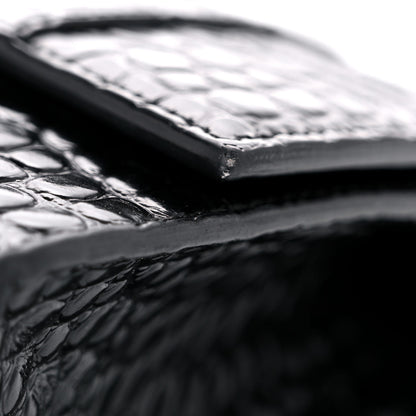 Balenciaga Shiny Calfskin Monochrome Crocodile Embossed Small Hourglass Top Handle Bag Black 17 of 21