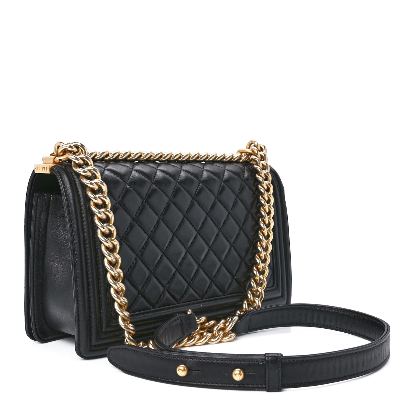 Lambskin Quilted Medium Boy Flap Black