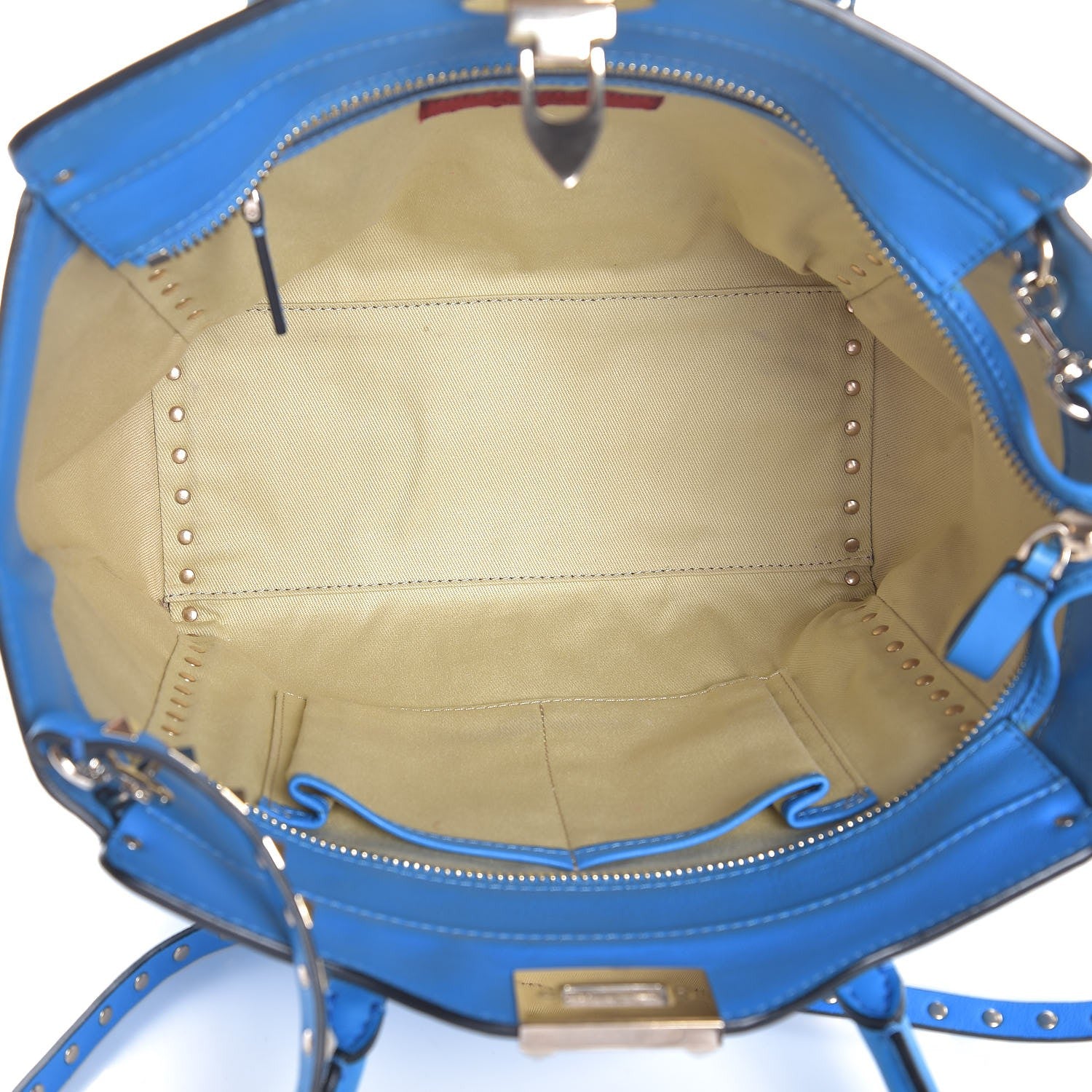Valentino Garavani Vitello Rockstud Double Handle Tote Blue Fluo 5 of 11