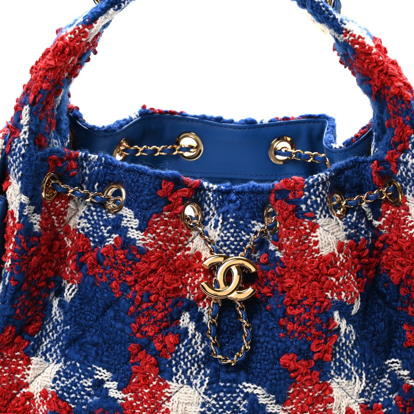 Tweed Quilted Small Chanel 25 Handbag Red White Blue