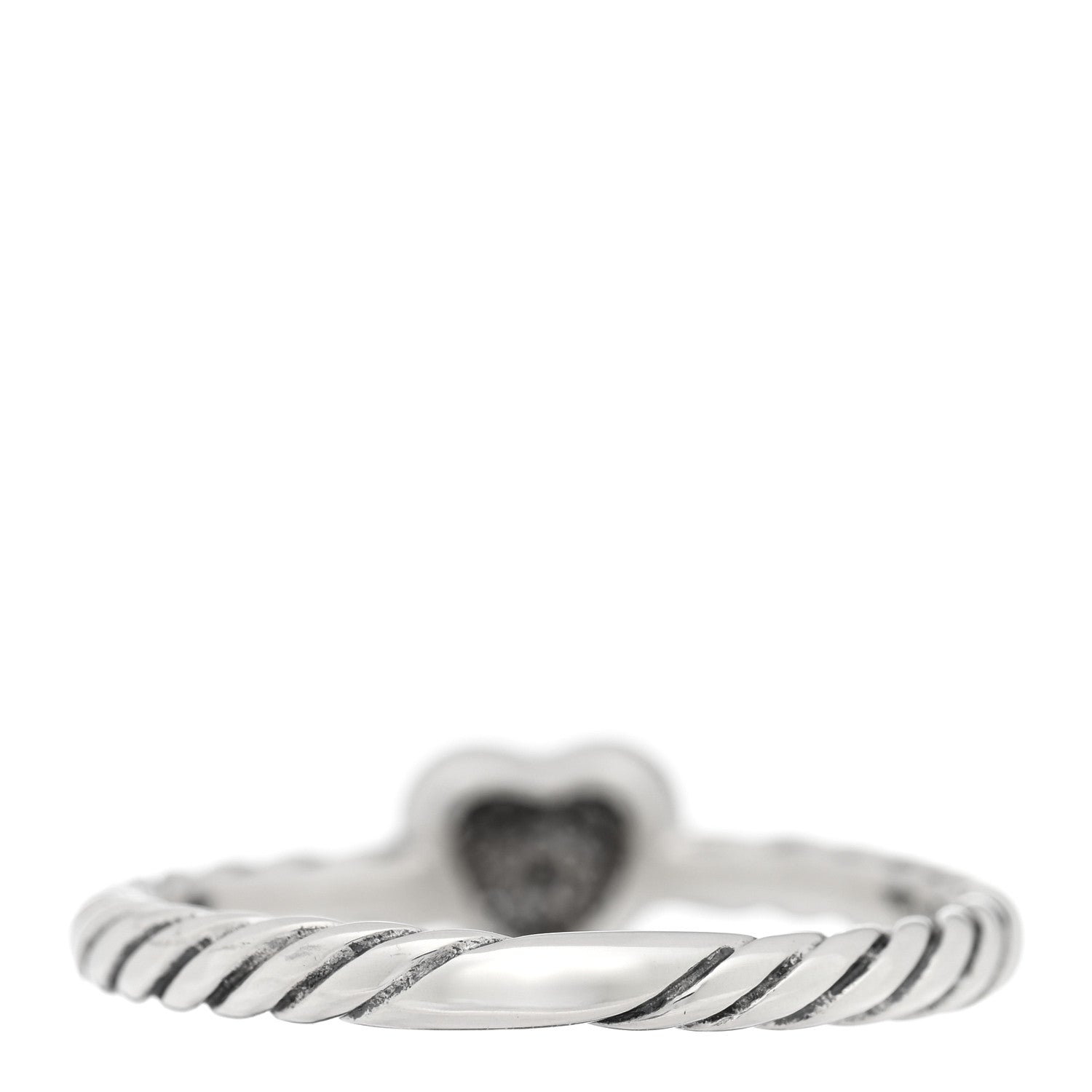 David Yurman Sterling Silver Diamond Cable Classics Heart Ring 52 6 3 of 4