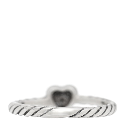 David Yurman Sterling Silver Diamond Cable Classics Heart Ring 52 6 3 of 4
