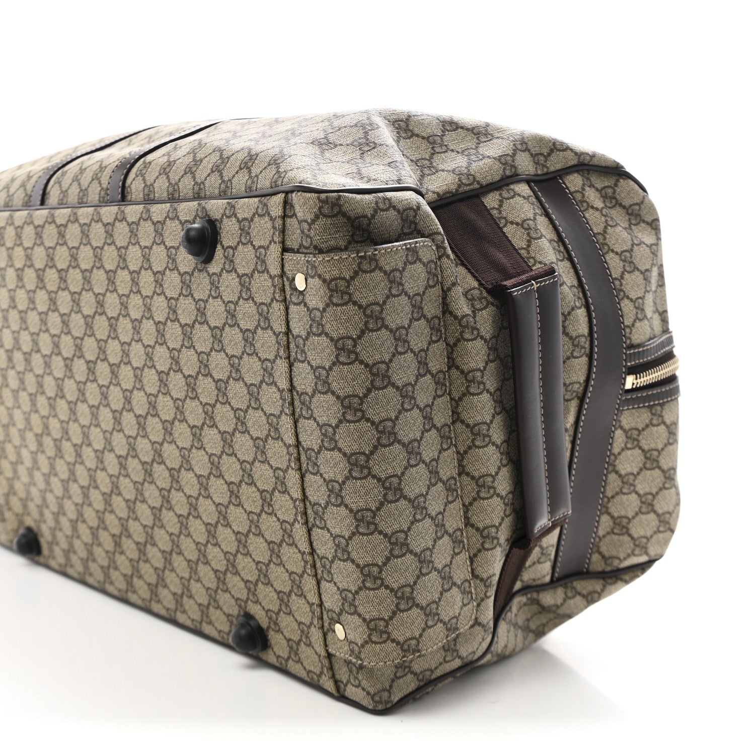 Gucci GG Plus Monogram Large Carry On Duffle Trolley Beige Ebony Cocoa Dark Chocolate 12 of 14
