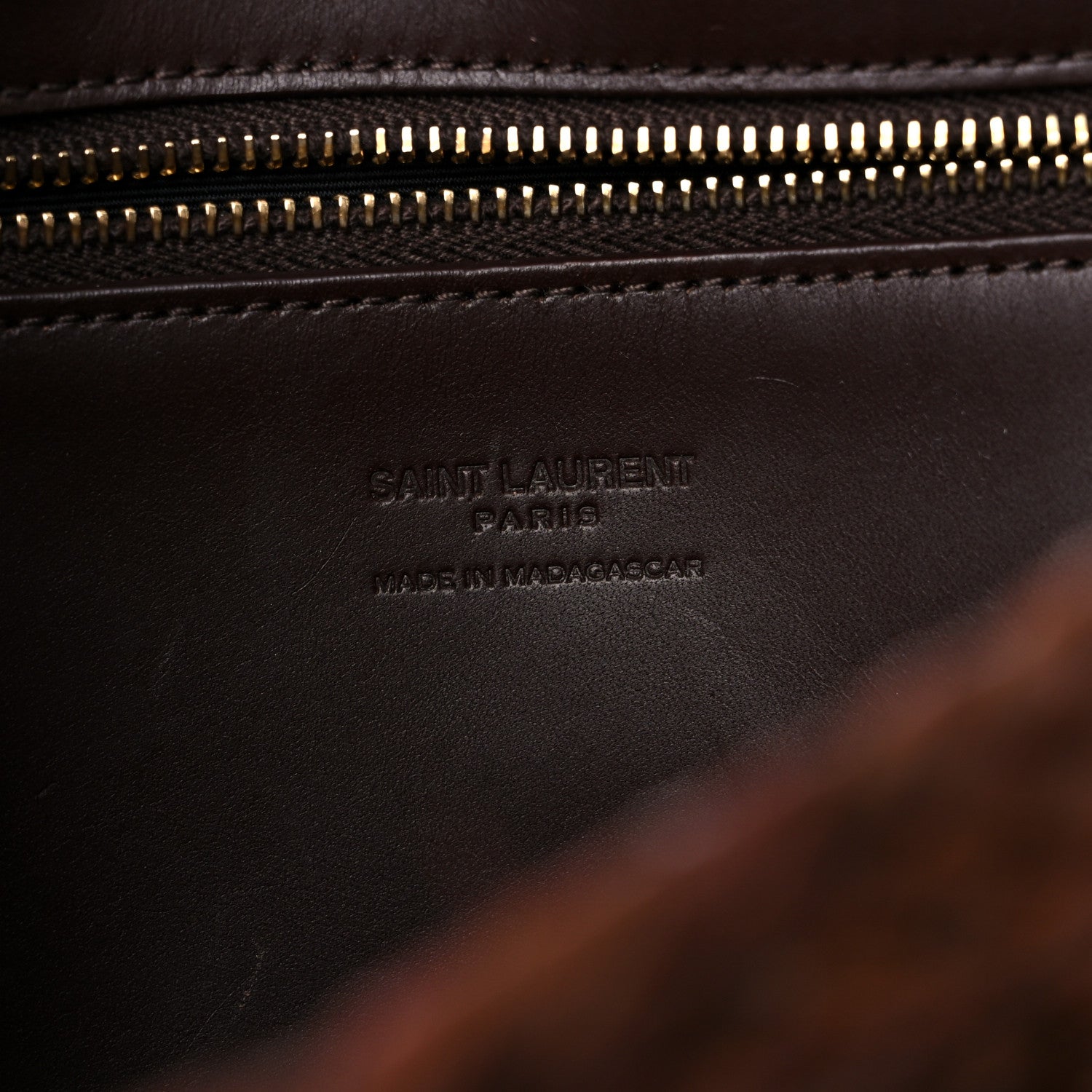 Saint Laurent Raffia Calfskin Small Panier Tote Dark Chocolate 6 of 13