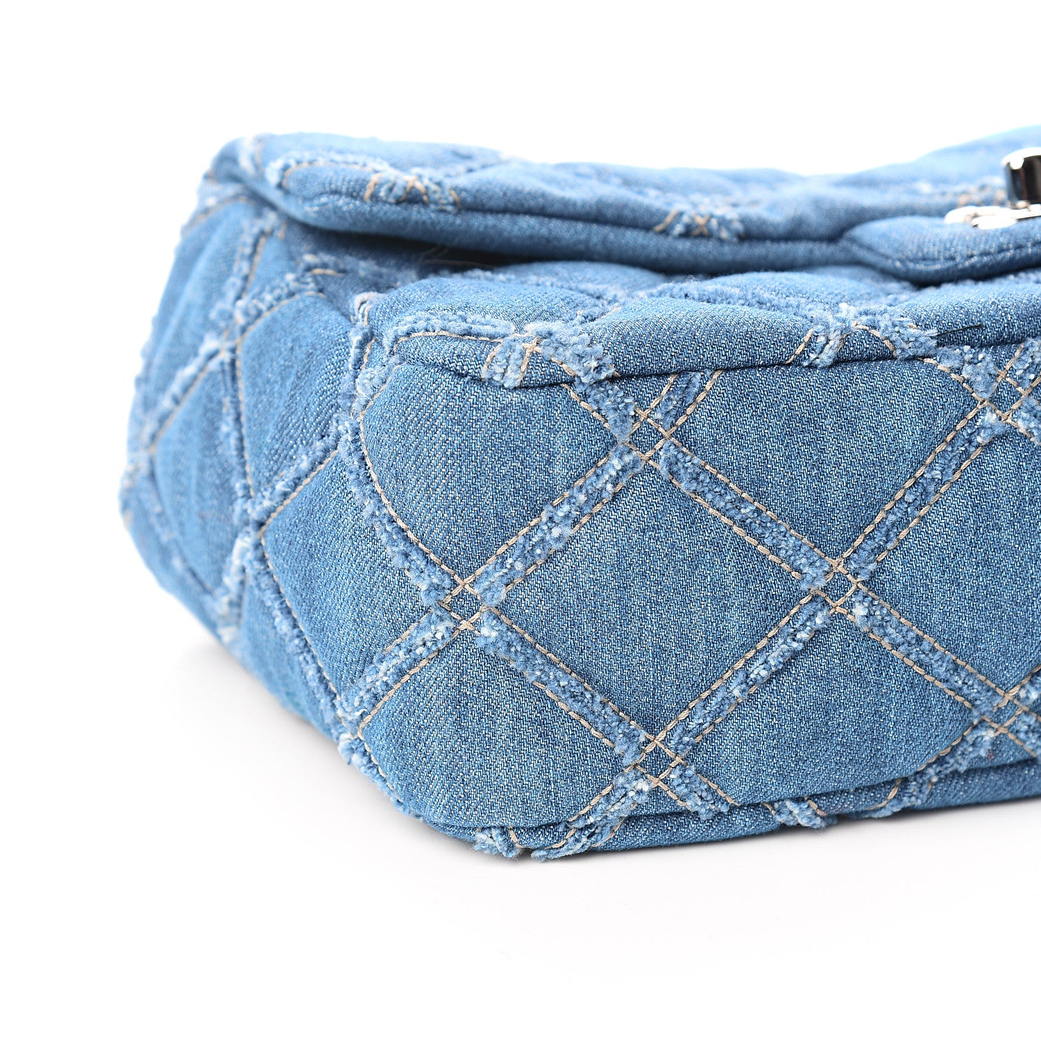 Chanel Denim Quilted Medium Distressed Single Flap Blue 7 of 10